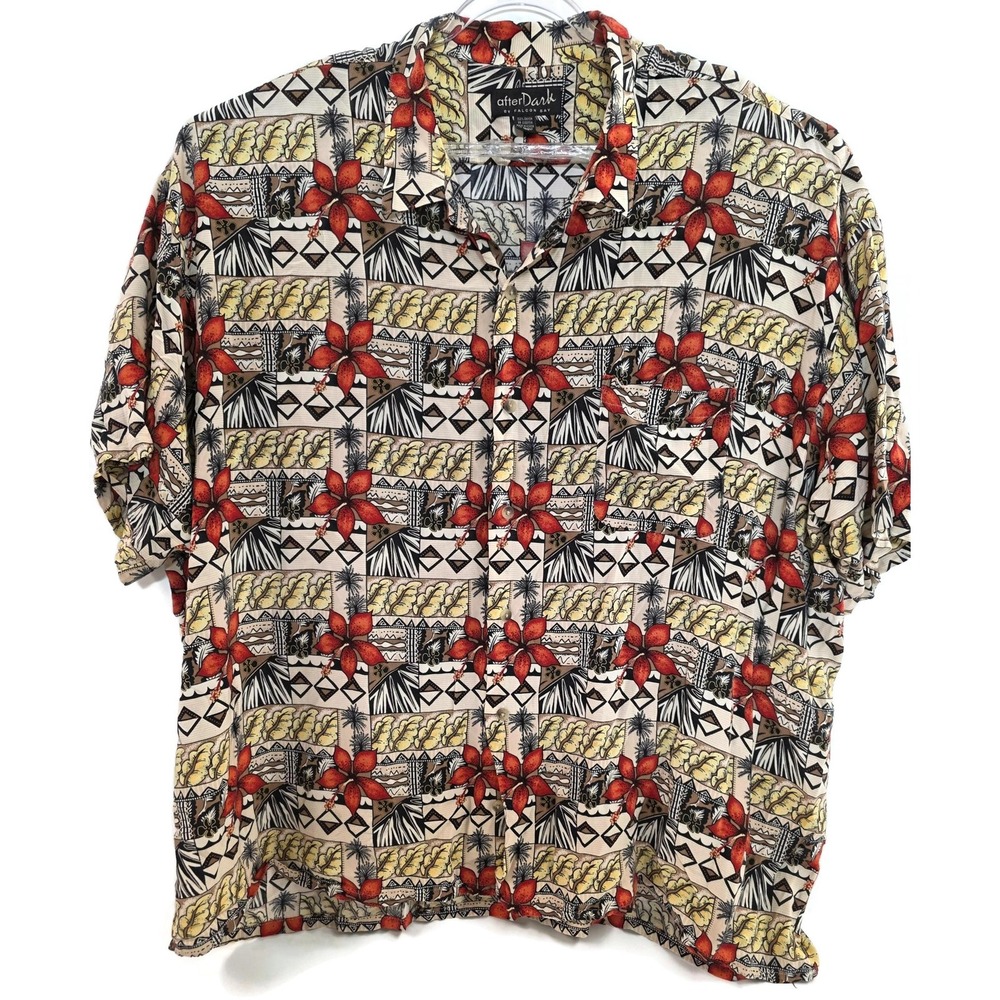 After Dark Falcon Bay Shirt Mens 4X Multi Color Hawaiian Tropical Rayon‎ Aloha